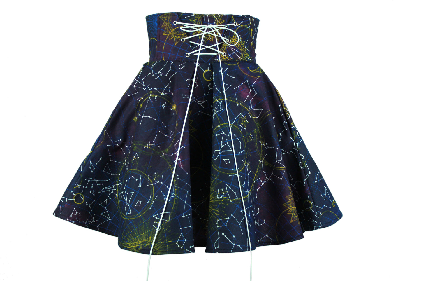 28in Skirt with POCKETS (SMALL) Galaxy Queen No. 9 - Handmade High Waisted Adjustable Waist Circle Skirt with BIG Pockets - One Zippered Pocket/ One Regular Pocket