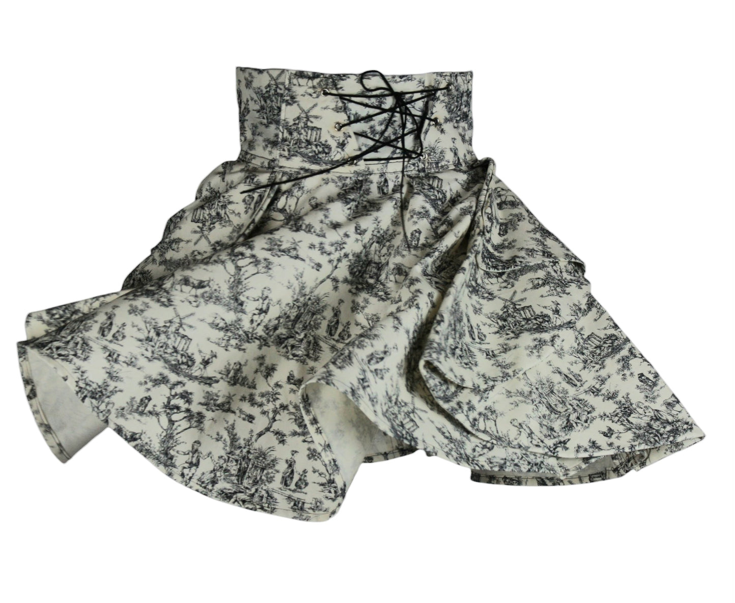ROOAK 30.5in Skirt with POCKETS (SMALL) - Royal Toile No.1 - SUPER LIMITED EDITION - Handmade High Waisted Adjustable Waist Circle Skirt with BIG Pockets - One Zippered Pocket/ One Regular Pocket