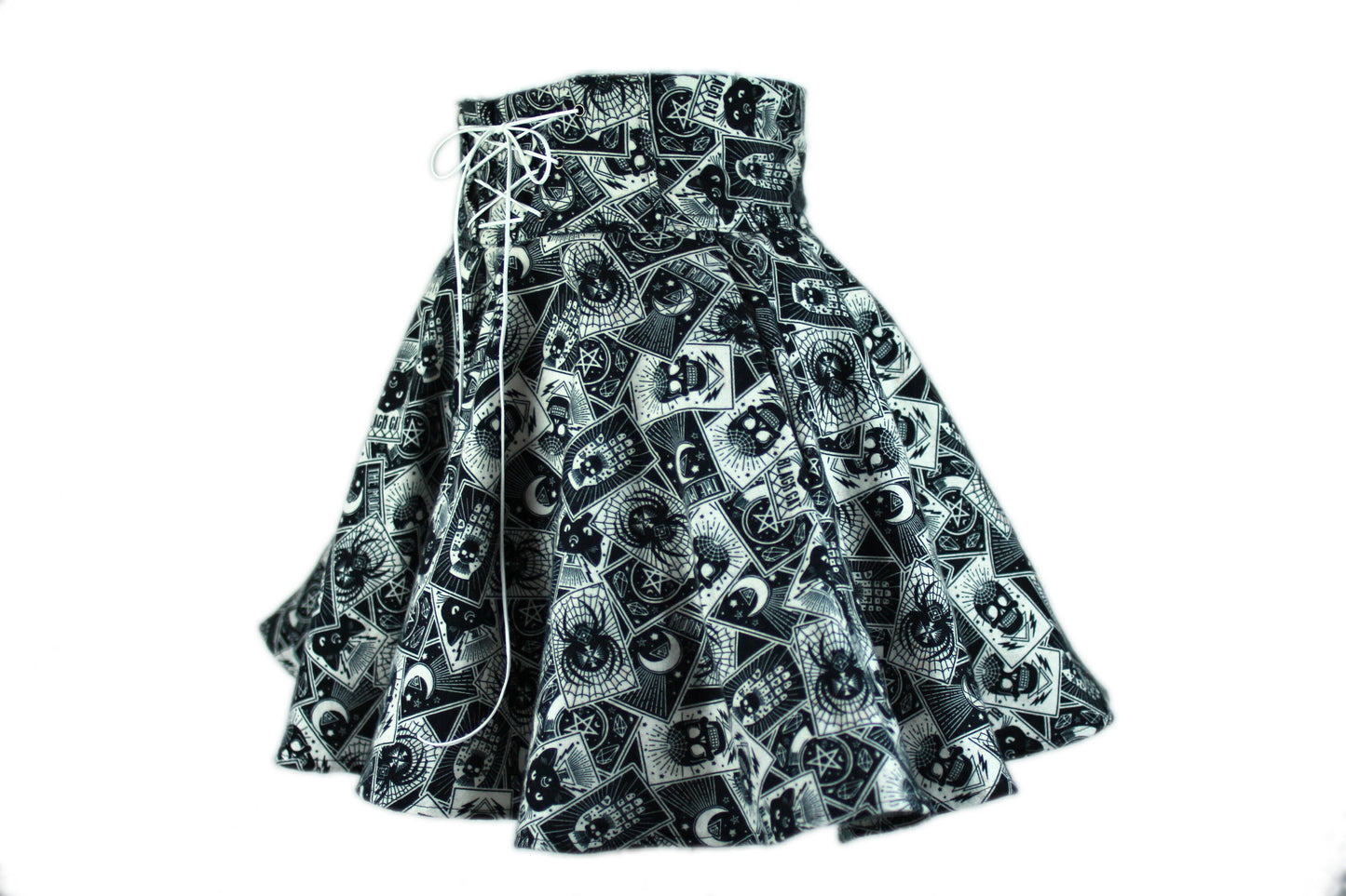 38in Skirt with 1 Zippered/1 Regular Pockets (Large) - Divination No. 13 - Handmade High Waisted Adjustable Waist Circle Skirt with BIG Pockets