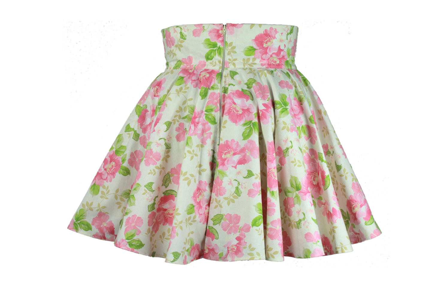 40in Skirt with POCKETS (Large) Blushing Floral No. 10 - One Zippered Pocket - Handmade High Waisted Adjustable Waist Circle Skirt with BIG Pockets - One Zippered Pocket/One Regular Pocket