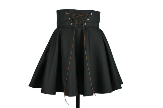 28in Skirt with POCKETS (SMALL) Black Abyss - Handmade High Waisted Adjustable Waist Circle Skirt with BIG Pockets - One Zippered Pocket/ One Regular Pocket