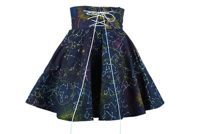 28in Skirt with POCKETS (SMALL) Galaxy Queen No. 9 - Handmade High Waisted Adjustable Waist Circle Skirt with BIG Pockets - One Zippered Pocket/ One Regular Pocket