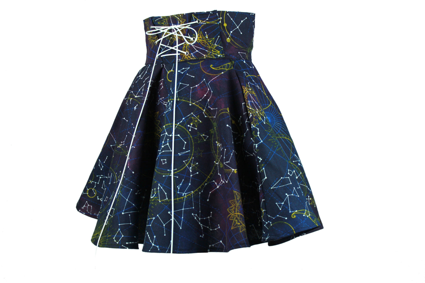 28in Skirt with POCKETS (SMALL) Galaxy Queen No. 9 - Handmade High Waisted Adjustable Waist Circle Skirt with BIG Pockets - One Zippered Pocket/ One Regular Pocket