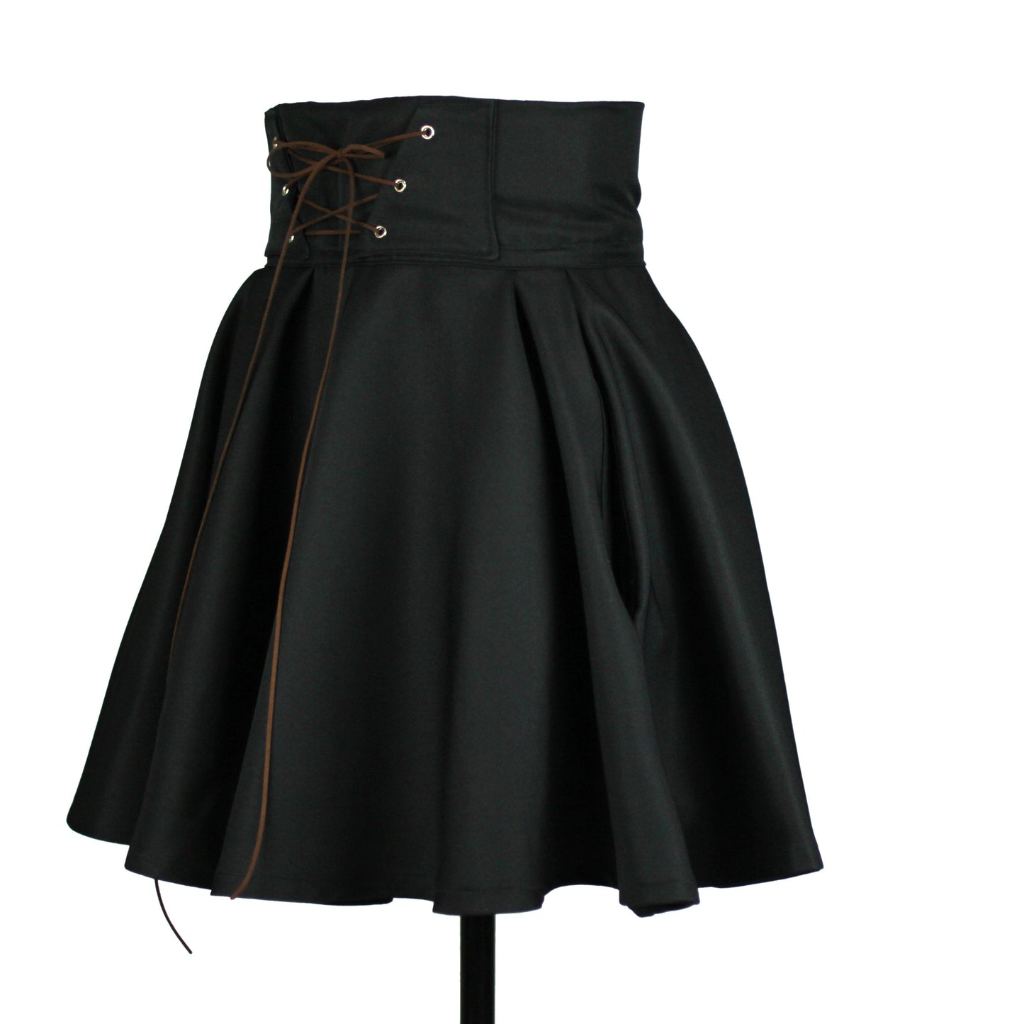 34in Skirt with POCKETS (MEDIUM) Black Abyss - Handmade High Waisted Adjustable Waist Circle Skirt with BIG Pockets - One Zippered Pocket/ One Regular Pocket