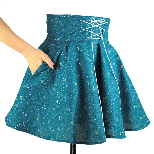 35in Skirt with POCKETS (MEDIUM) - Magical Girl No. 20 - Handmade High Waisted Adjustable Waist Circle Skirt with BIG Pockets - One Regular Pocket/One Zippered Pocket