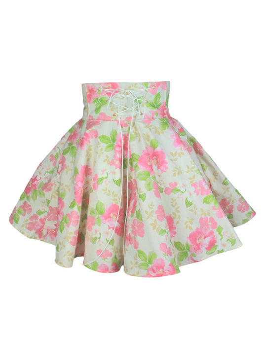 28in Skirt with POCKETS (Small) Blushing Floral No. 11 - One Zippered Pocket - Handmade High Waisted Adjustable Waist Circle Skirt with BIG Pockets
