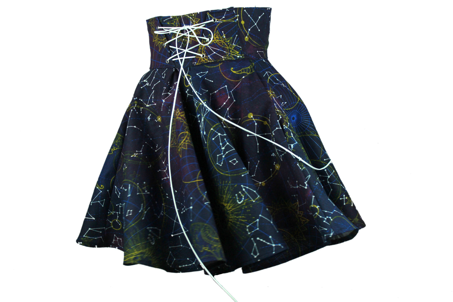 28in Skirt with POCKETS (SMALL) Galaxy Queen No. 9 - Handmade High Waisted Adjustable Waist Circle Skirt with BIG Pockets - One Zippered Pocket/ One Regular Pocket