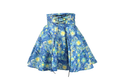 32in Skirt with POCKETS (Small) - Starlights No. 13 - Handmade High Waisted Adjustable Waist Circle Skirt with BIG Pockets - One Zippered Ppcket/One Regular Pocket