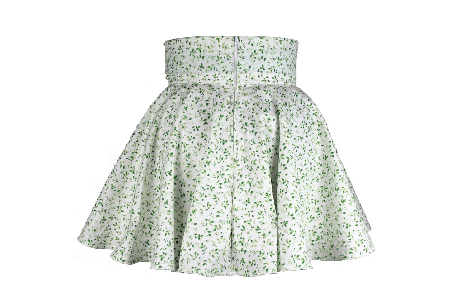34.5in Skirt with POCKETS (Medium) Serenity Leaves No. 10 - Handmade High Waisted Adjustable Waist Circle Skirt with BIG Pockets - One Zippered Pocket