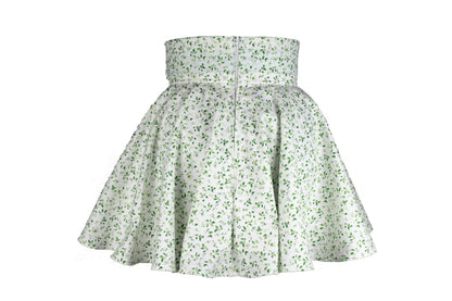 34.5in Skirt with POCKETS (Medium) Serenity Leaves No. 10 - Handmade High Waisted Adjustable Waist Circle Skirt with BIG Pockets - One Zippered Pocket