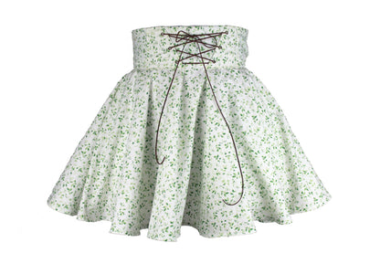34.5in Skirt with POCKETS (Medium) Serenity Leaves No. 10 - Handmade High Waisted Adjustable Waist Circle Skirt with BIG Pockets - One Zippered Pocket