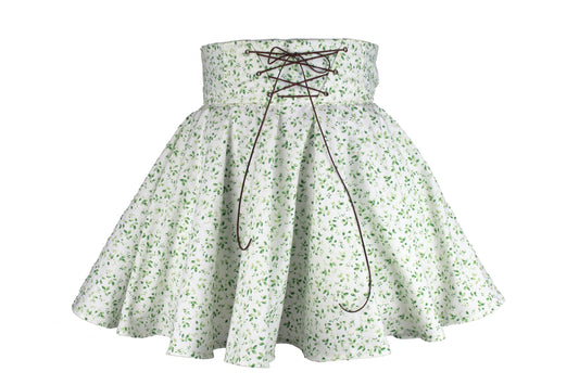 34.5in Skirt with POCKETS (Medium) Serenity Leaves No. 10 - Handmade High Waisted Adjustable Waist Circle Skirt with BIG Pockets - One Zippered Pocket