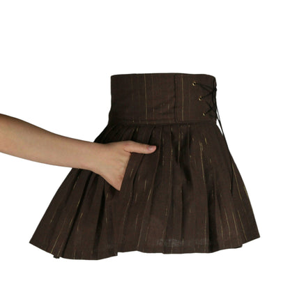 ROOAK 31in Mini Mini Pleated Skirt with POCKETS (SMALL) - SUPER LIMITED EDITION - Handmade High Waisted Adjustable Waist Circle Skirt with BIG Pockets - One Zippered Pocket/ One Regular Pocket