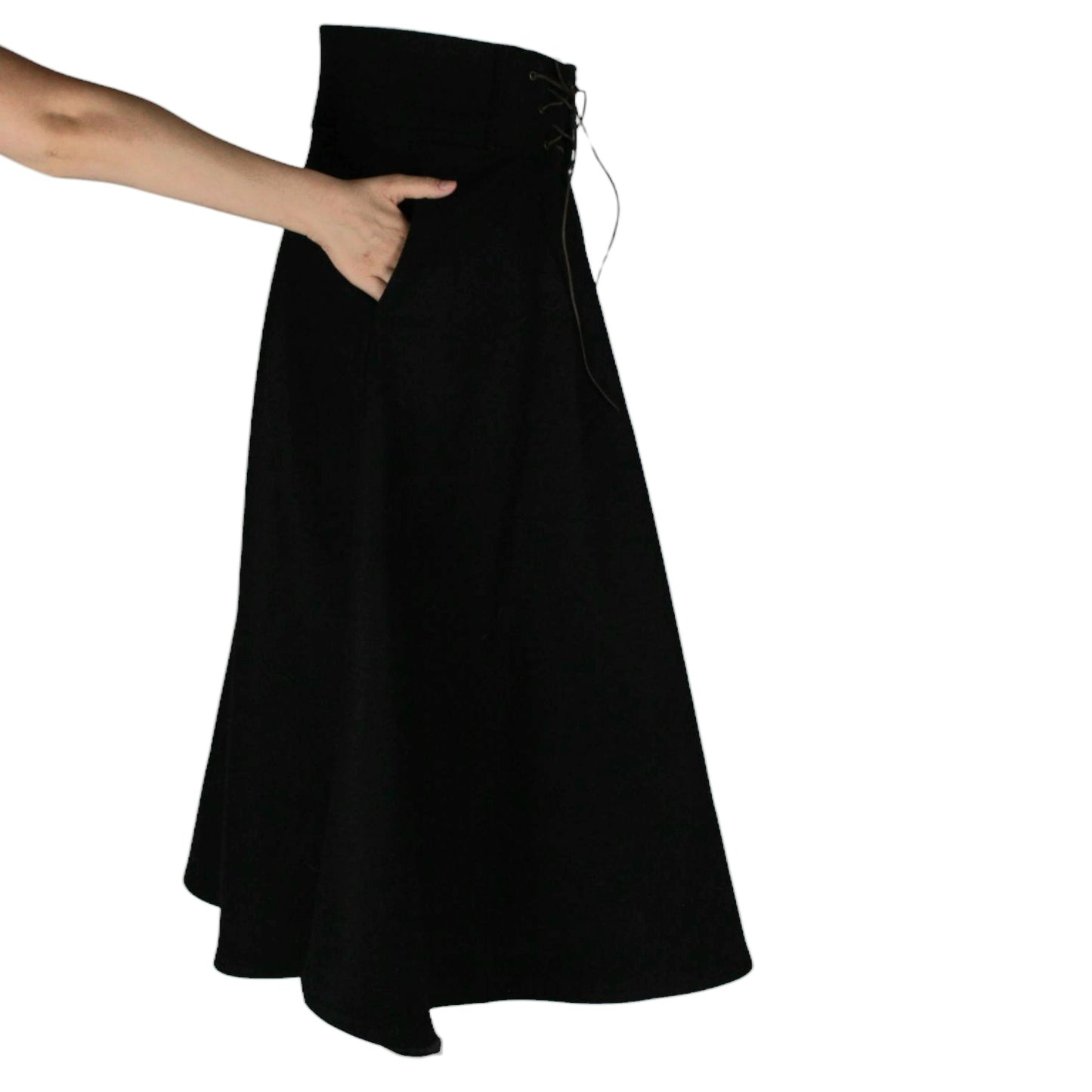 WOOL LUX 32in Maxi Skirt with POCKETS (Small) - Midnight Maxi - Handmade High Waisted Adjustable Waist Skirt with BIG Pockets - One Zippered Pocket/One Regular Pocket