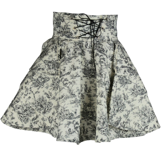 ROOAK 30.5in Skirt with POCKETS (SMALL) - Royal Toile No.1 - SUPER LIMITED EDITION - Handmade High Waisted Adjustable Waist Circle Skirt with BIG Pockets - One Zippered Pocket/ One Regular Pocket