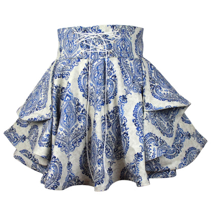 ROOAK 35in Skirt with POCKETS (MEDIUM) - Damask de la Reine No. 1 - SUPER LIMITED EDITION - Handmade High Waisted Adjustable Waist Circle Skirt with BIG Pockets - One Zippered Pocket/ One Regular Pocket