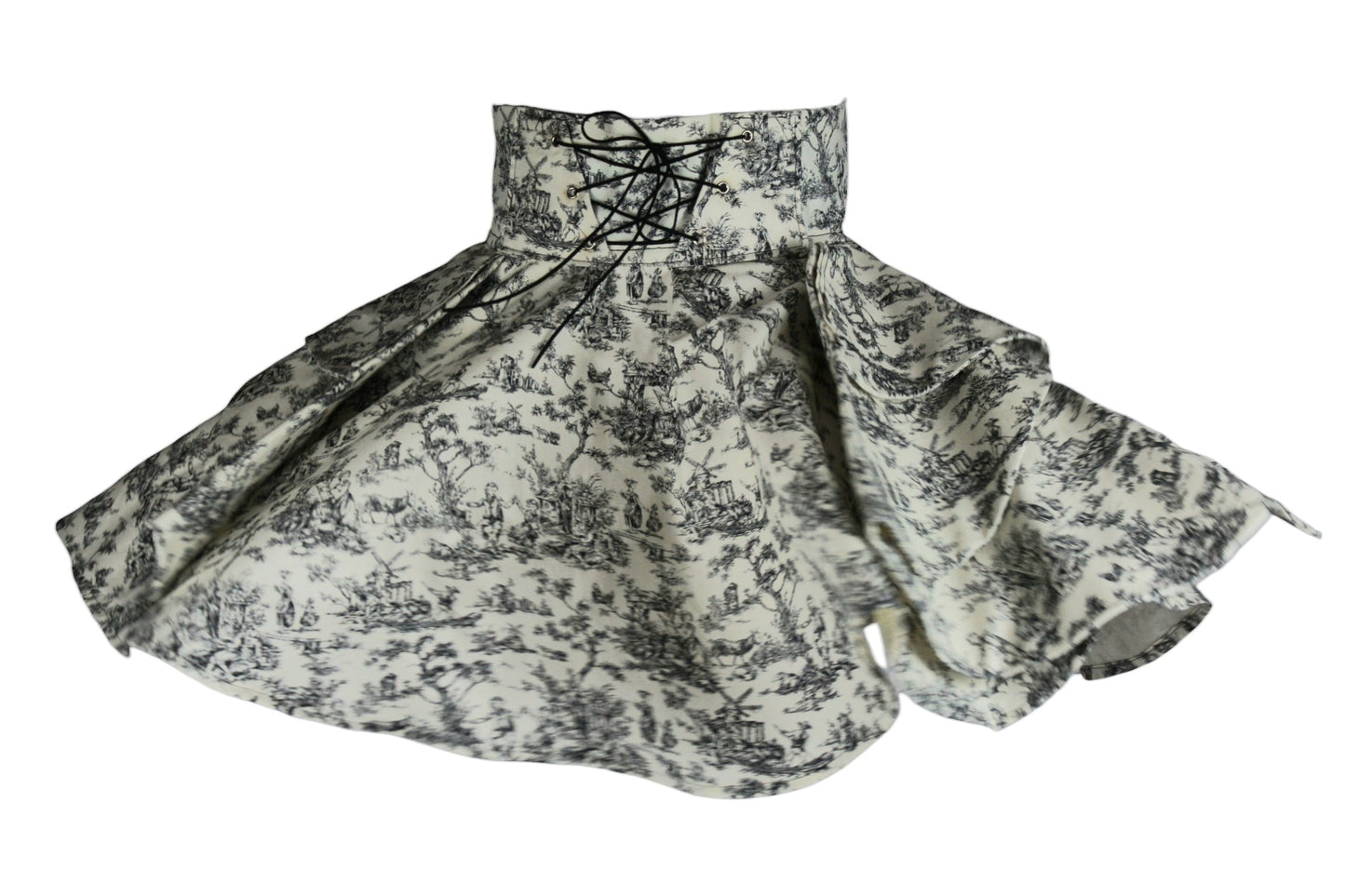 ROOAK 30.5in Skirt with POCKETS (SMALL) - Royal Toile No.1 - SUPER LIMITED EDITION - Handmade High Waisted Adjustable Waist Circle Skirt with BIG Pockets - One Zippered Pocket/ One Regular Pocket