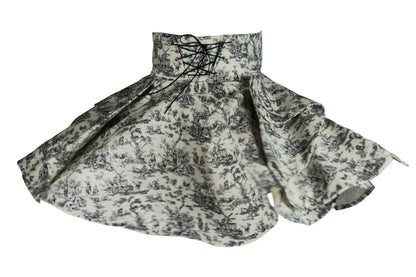 ROOAK 30.5in Skirt with POCKETS (SMALL) - Royal Toile No.1 - SUPER LIMITED EDITION - Handmade High Waisted Adjustable Waist Circle Skirt with BIG Pockets - One Zippered Pocket/ One Regular Pocket