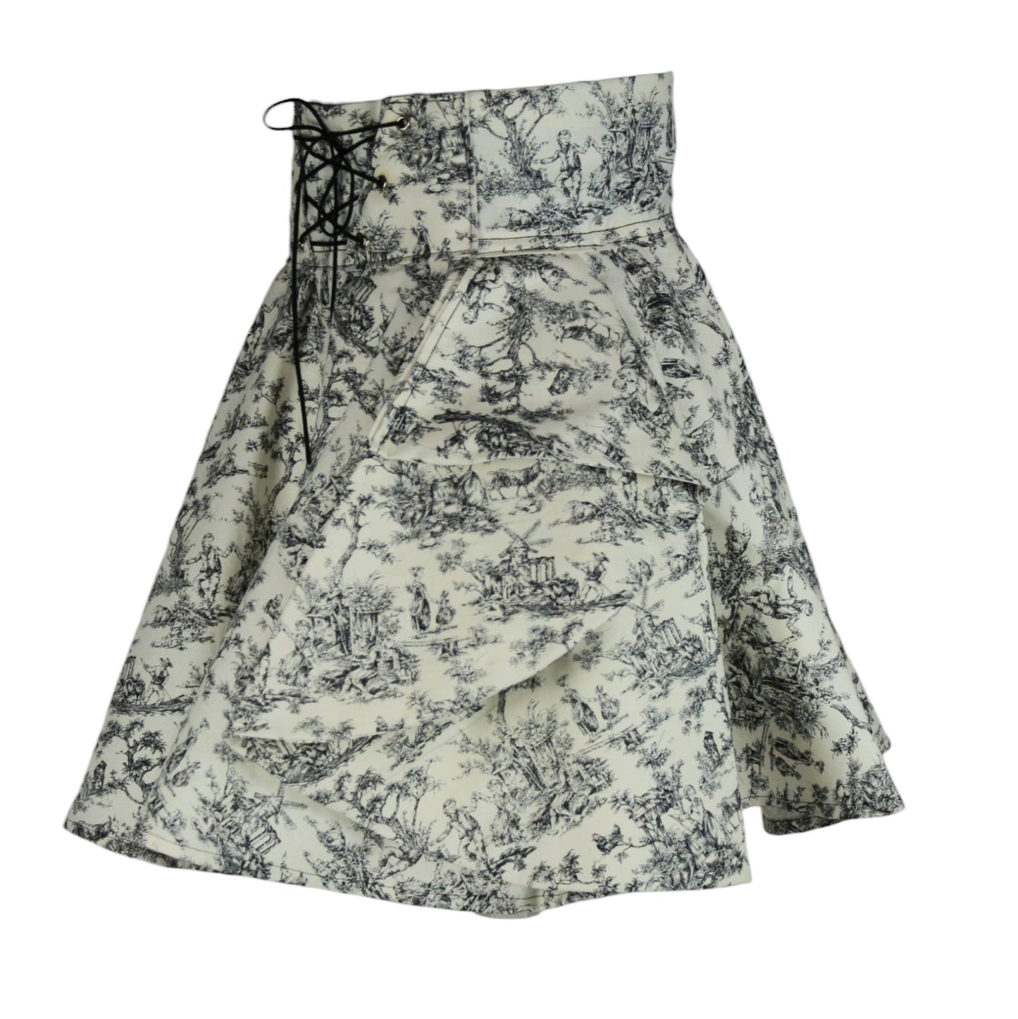 ROOAK 30.5in Skirt with POCKETS (SMALL) - Royal Toile No.1 - SUPER LIMITED EDITION - Handmade High Waisted Adjustable Waist Circle Skirt with BIG Pockets - One Zippered Pocket/ One Regular Pocket