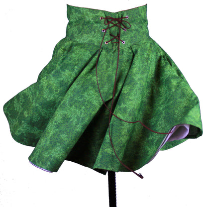 27in Skirt with POCKETS (XS) Green Nymph No. 13 - One Zippered Pocket/ One Regular Pocket - Handmade High Waisted Adjustable Waist Circle Skirt with BIG Pockets