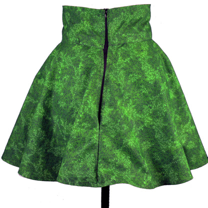 27in Skirt with POCKETS (XS) Green Nymph No. 13 - One Zippered Pocket/ One Regular Pocket - Handmade High Waisted Adjustable Waist Circle Skirt with BIG Pockets