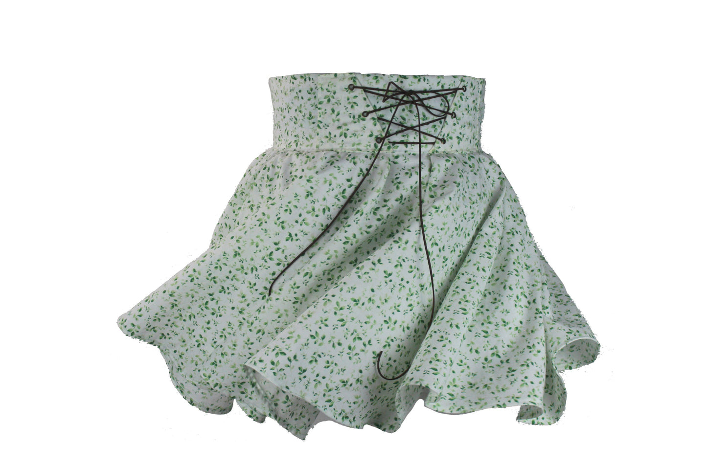 38in Skirt with POCKETS (Large) Serenity Leaves No. 9 - Handmade High Waisted Adjustable Waist Circle Skirt with BIG Pockets - One Zippered Pocket/One Regular Pocket