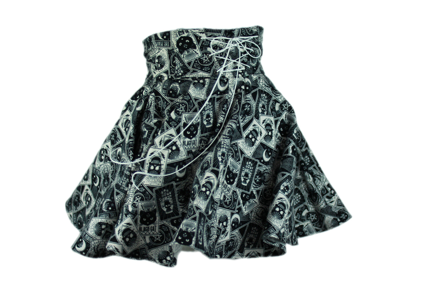 38in Skirt with 1 Zippered/1 Regular Pockets (Large) - Divination No. 13 - Handmade High Waisted Adjustable Waist Circle Skirt with BIG Pockets