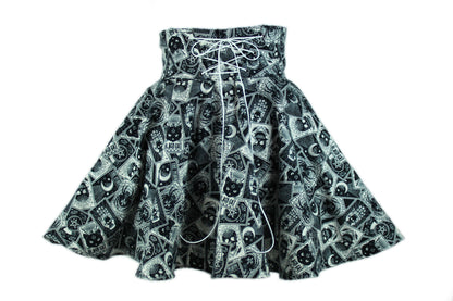 38in Skirt with 1 Zippered/1 Regular Pockets (Large) - Divination No. 13 - Handmade High Waisted Adjustable Waist Circle Skirt with BIG Pockets