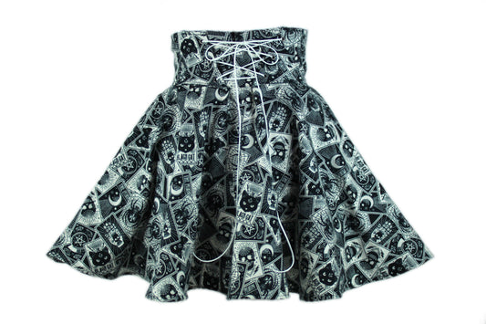 38in Skirt with 1 Zippered/1 Regular Pockets (Large) - Divination No. 13 - Handmade High Waisted Adjustable Waist Circle Skirt with BIG Pockets